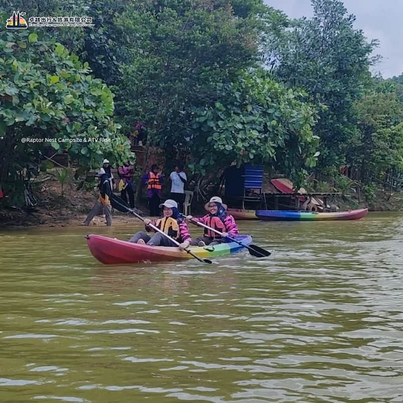 Two visitors kayaking at Raptor Outdoor in Johor